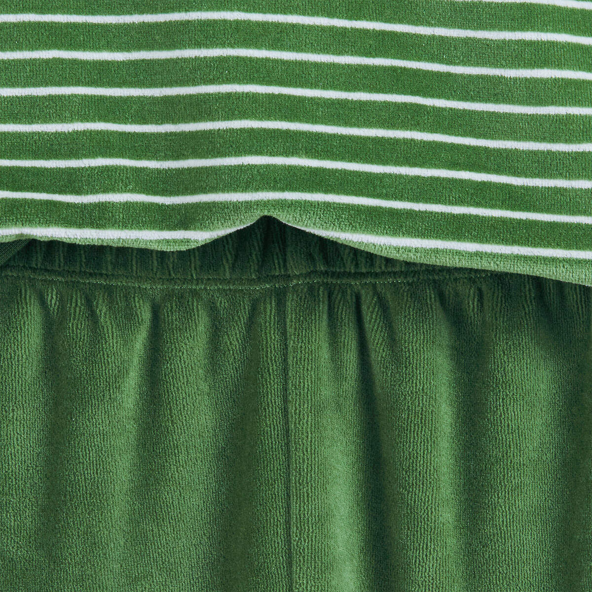 Lot de 2 pyjamas, en velours, motifs rayures et renard vert/écru, LA REDOUTE COLLECTIONS