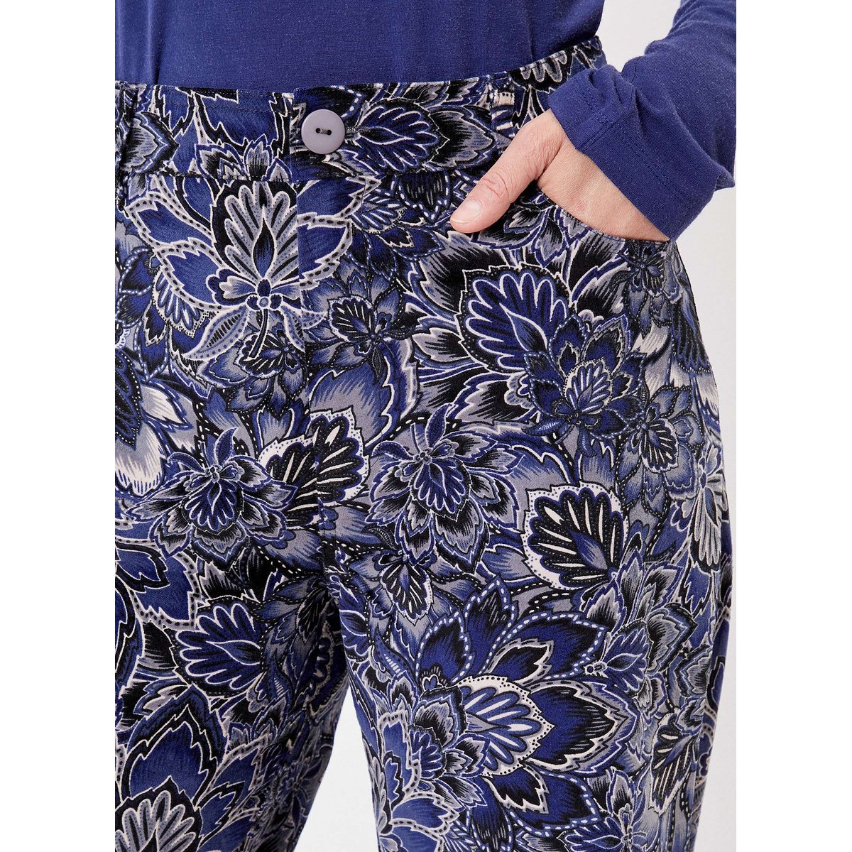 Pantalon large velours stretch SKADI bleu nuit, LA FIANCÉE