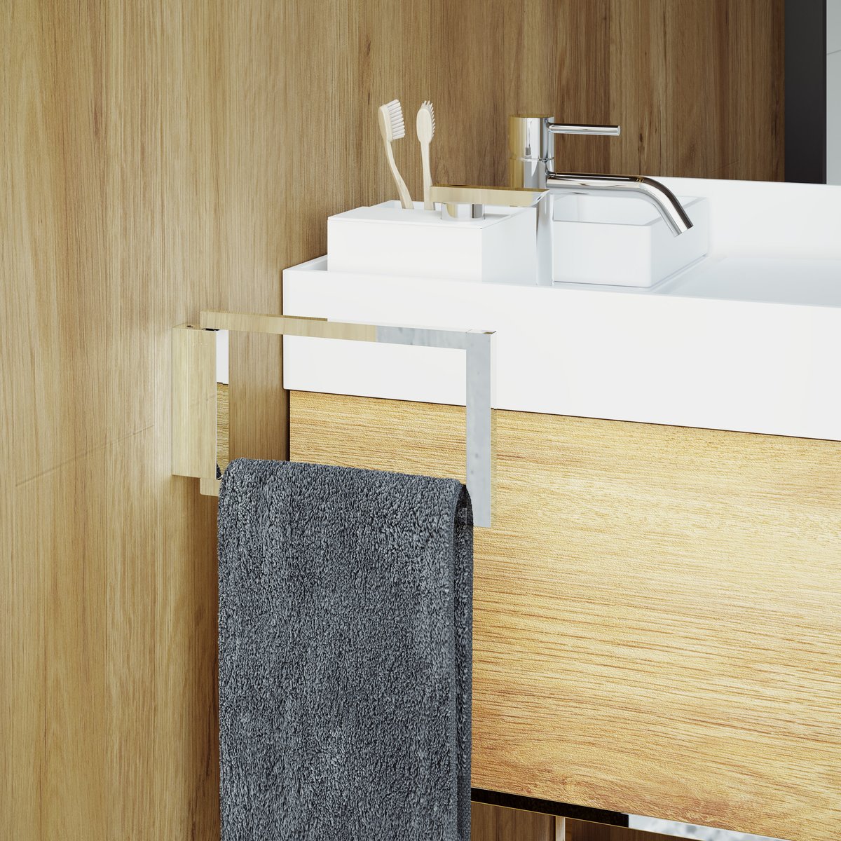 Porte Serviette Anneau mural  THE GRID noir mat, COSMIC