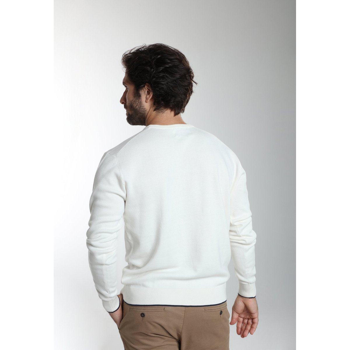 Pull col rond en coton MAXENCE blanc, GENTLEMAN FARMER