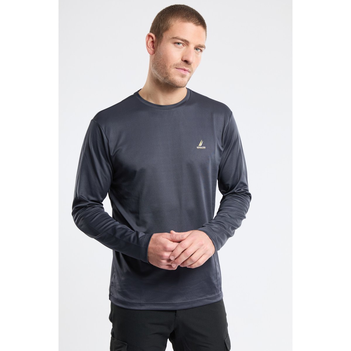 T-shirt manches longues en polyester recyclé VALLON navy, BERMUDES