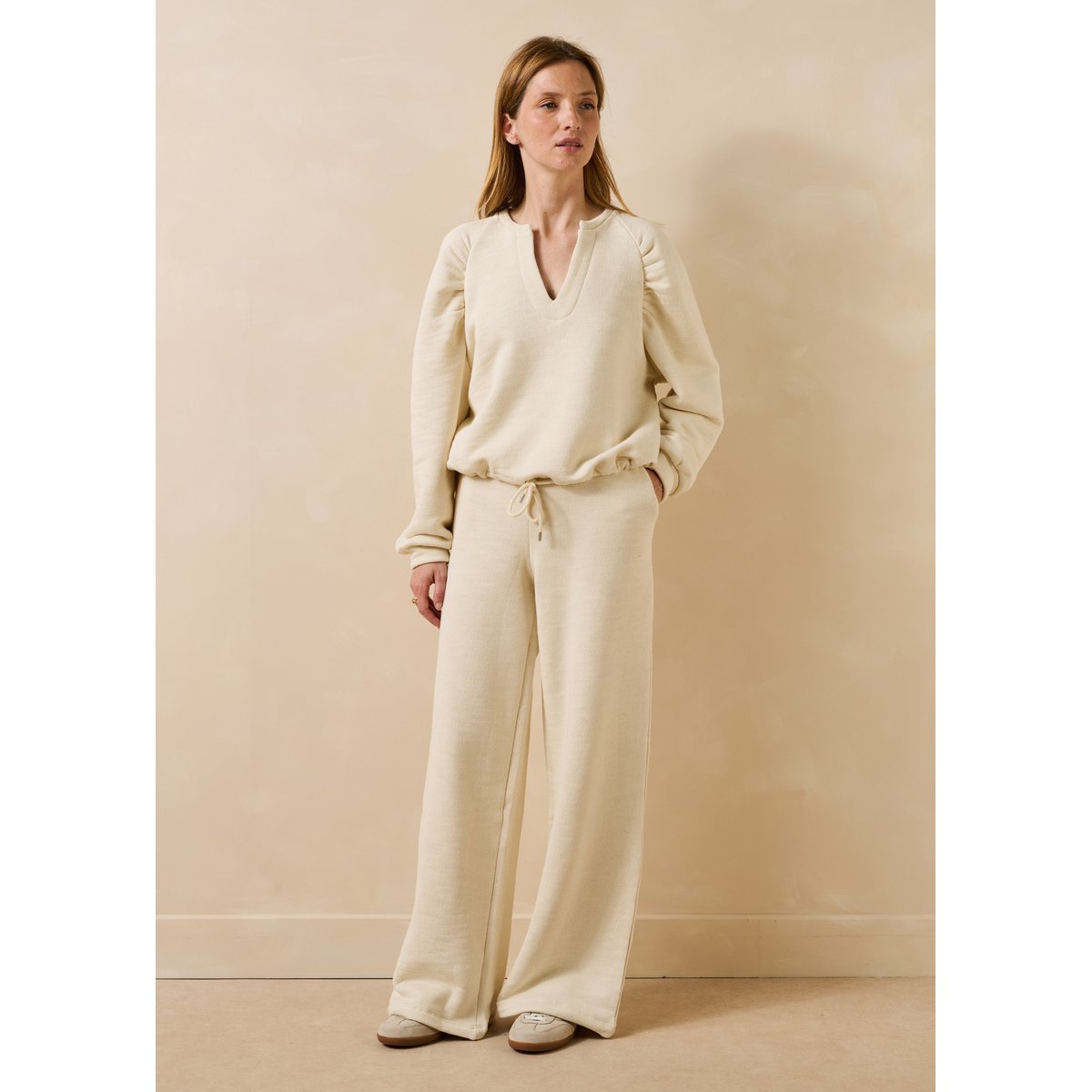 Pantalon large en coton biologique ecru, LA FEE MARABOUTEE