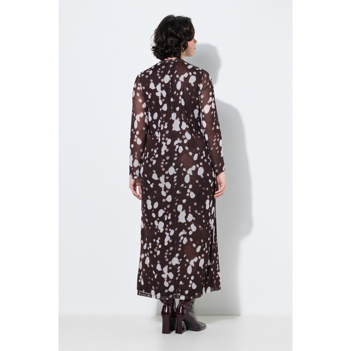 Robe maxi en tulle, motif pois acajou, ULLA POPKEN