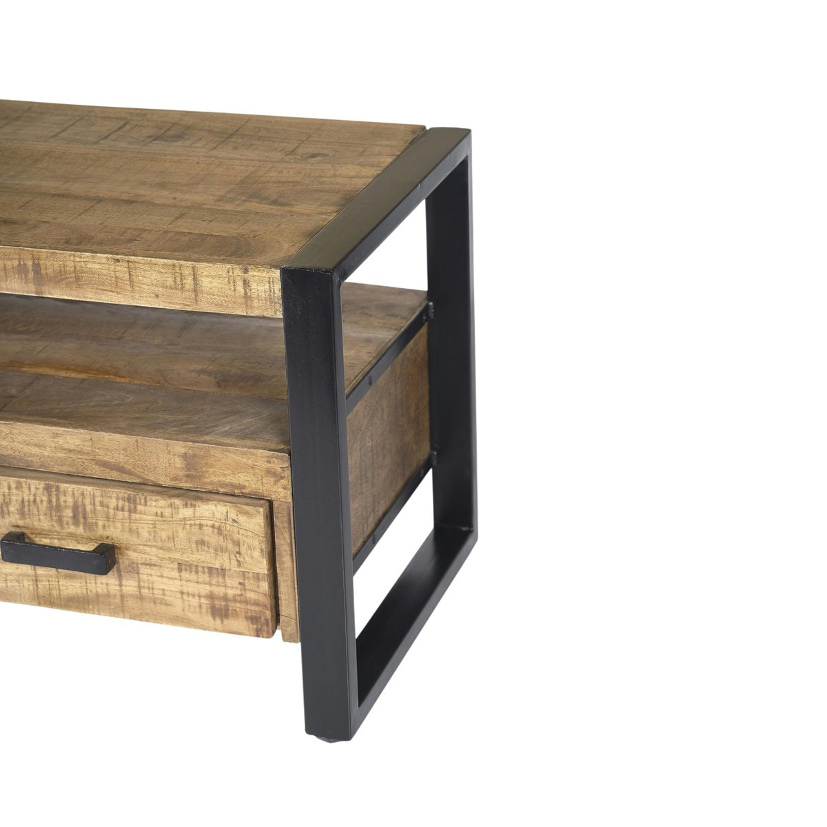 Meuble TV bois métal à double plateau KARGO bois naturel, PIER IMPORT