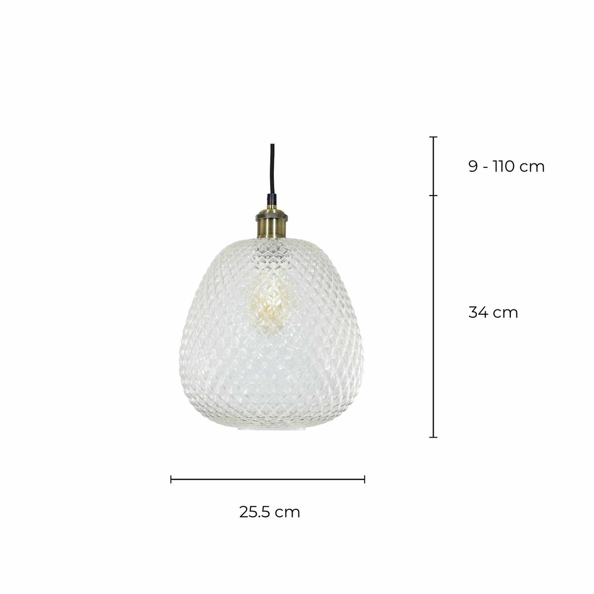 Suspension en verre et métal, GENURA transparent, C-CREATION