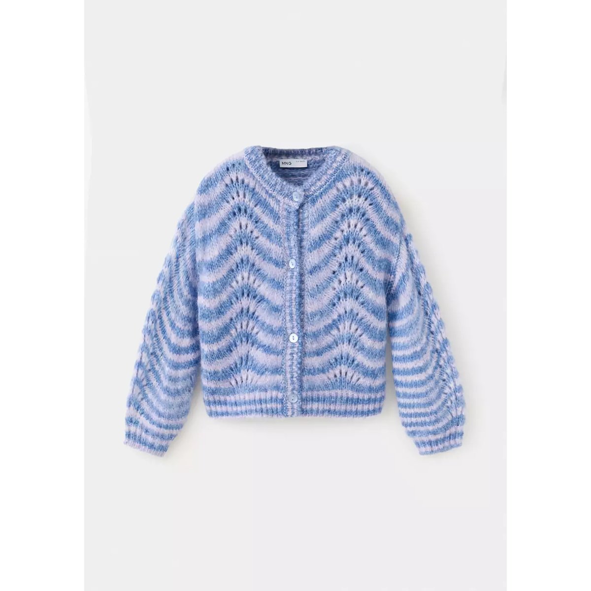 Cardigan en maille ajourée multicolore lilas, MANGO BABY