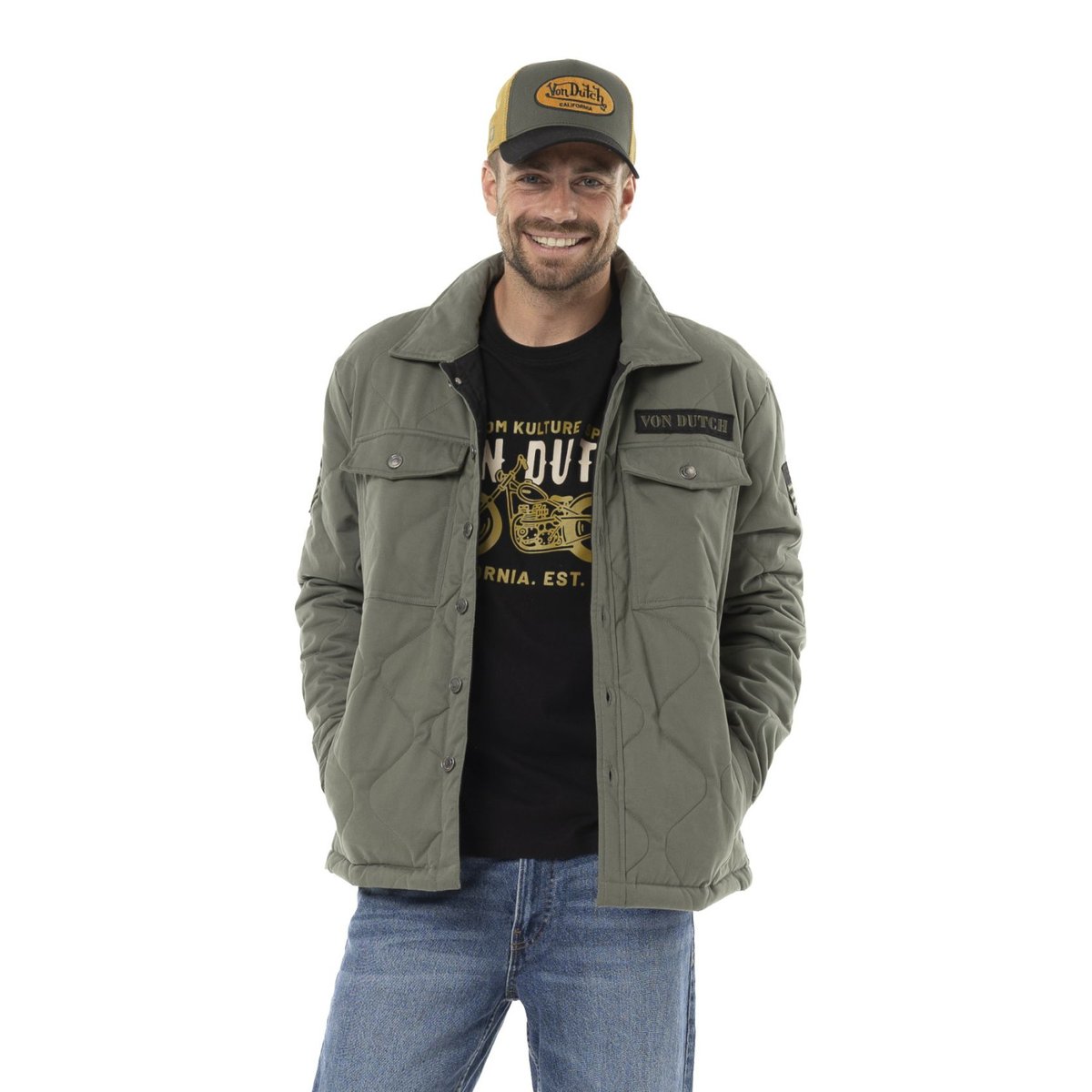 Veste coton HARPER kaki/noir, VON DUTCH