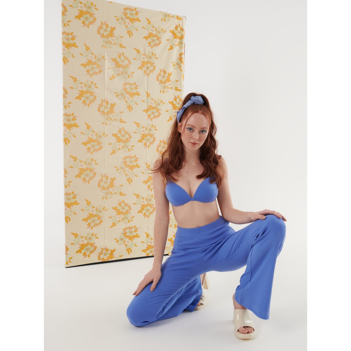 Bas pyjama pantalon évasé Lucky bleu, LISCA