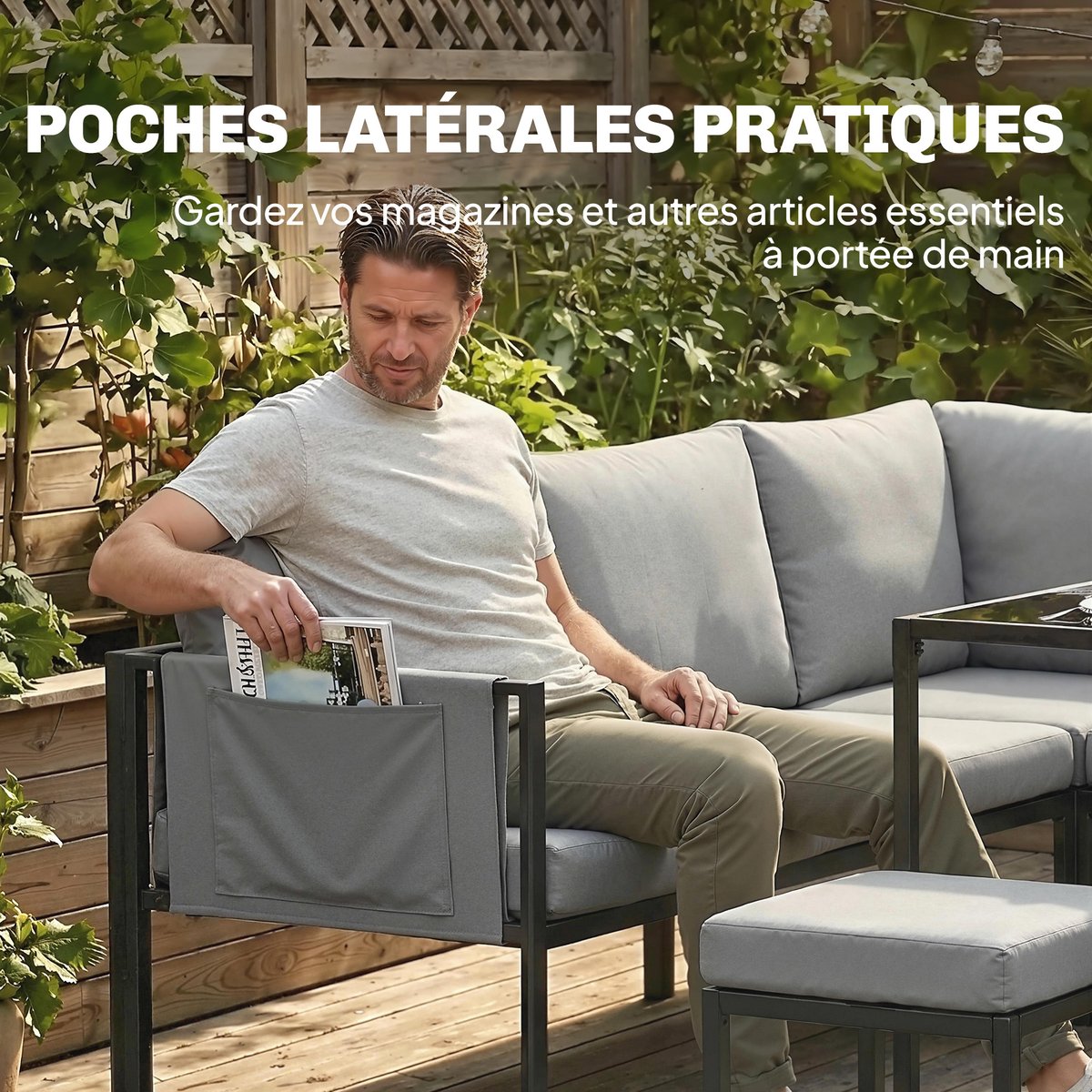 Ensemble de canapés de jardin Acier galvanisé gris foncé, OUTSUNNY