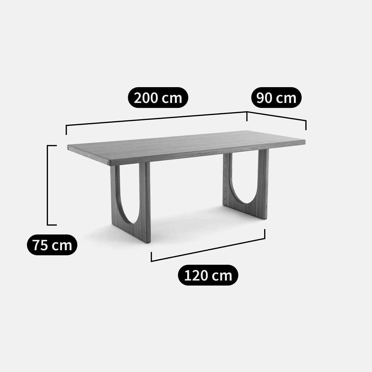 Table à manger, rectangulaire, chêne et plaqué, 6 à 8 personnes, DOUVE chêne, LA REDOUTE INTERIEURS