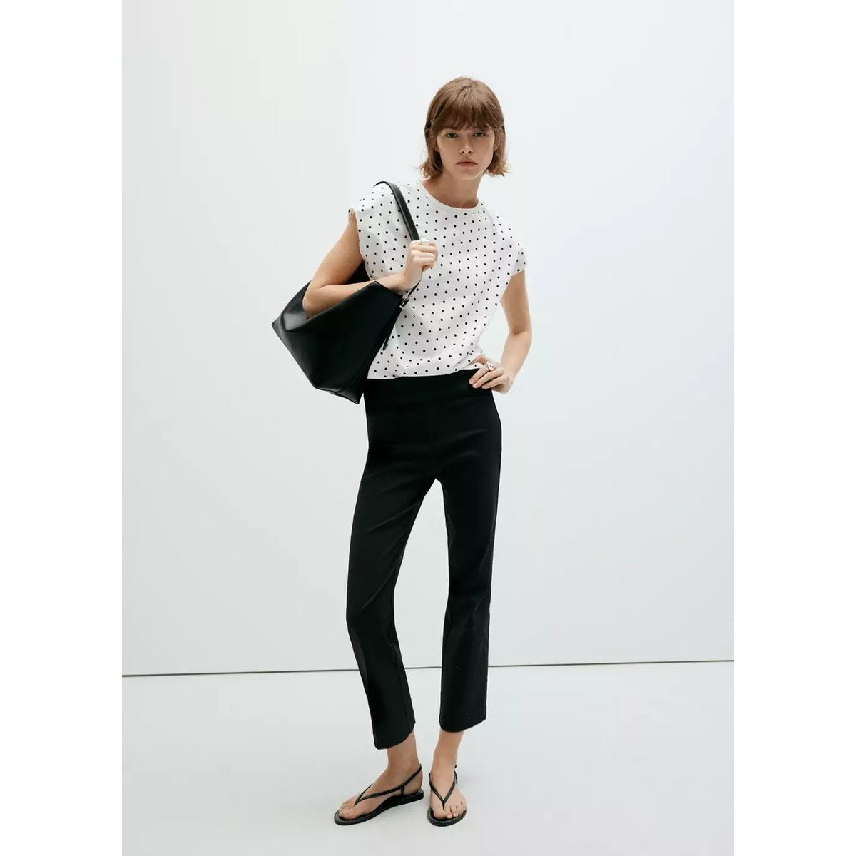 T-shirt coton pois blanc, MANGO