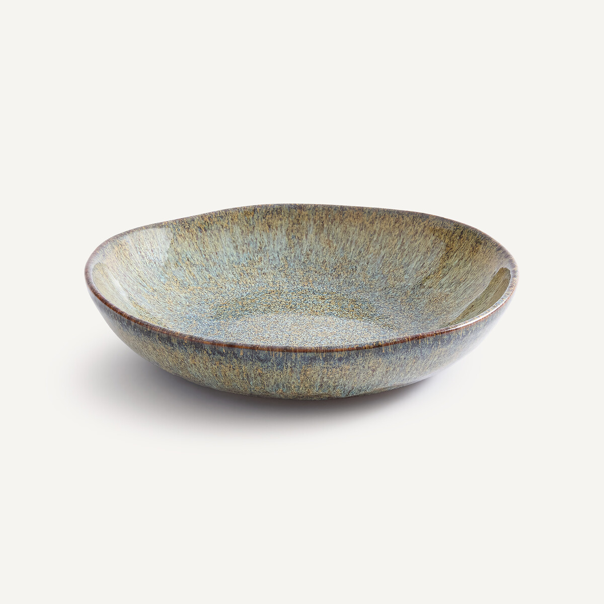 Lot de 4 assiettes creuses, en grès émaillé réactif, DÉNIA vert de gris, AM.PM