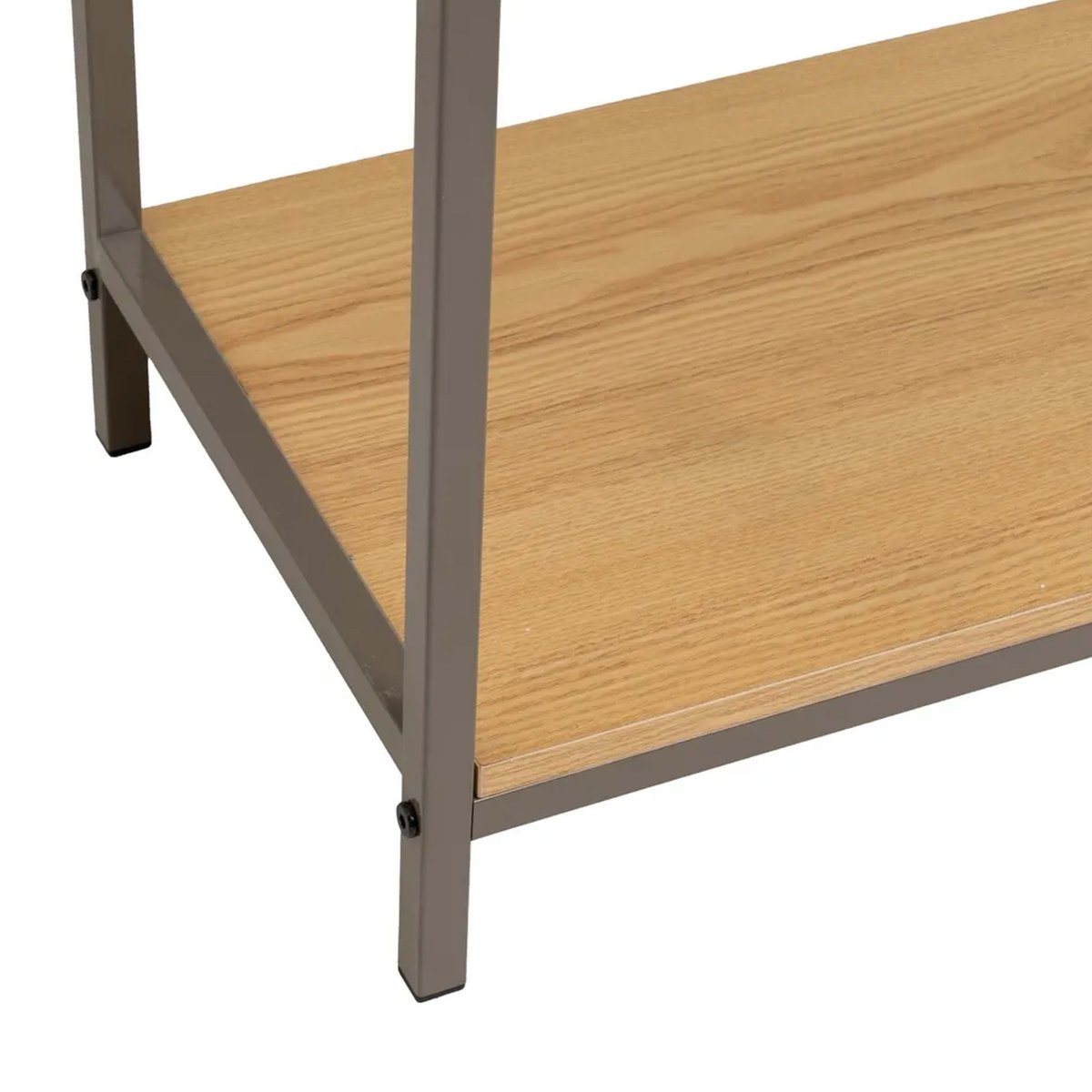 Console d'entrée couleur bois naturel et métal gris 2 Tiroirs 80x30x75cm bois, WADIGA