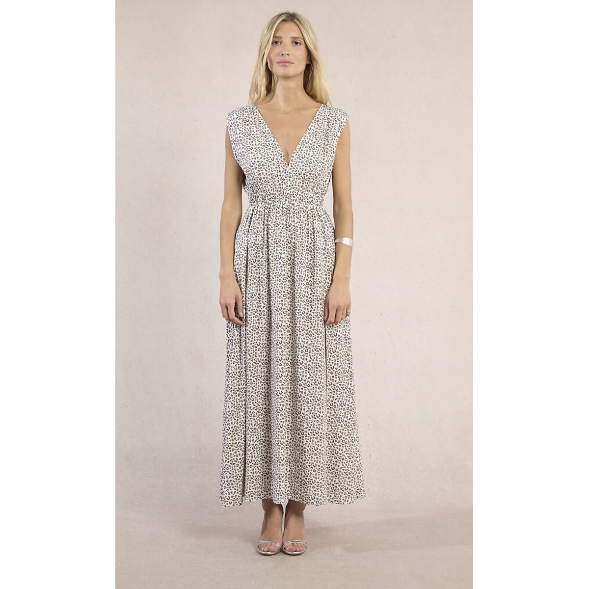 Robe longue imprimée sans manches imprimé léopard, MOLLY BRACKEN