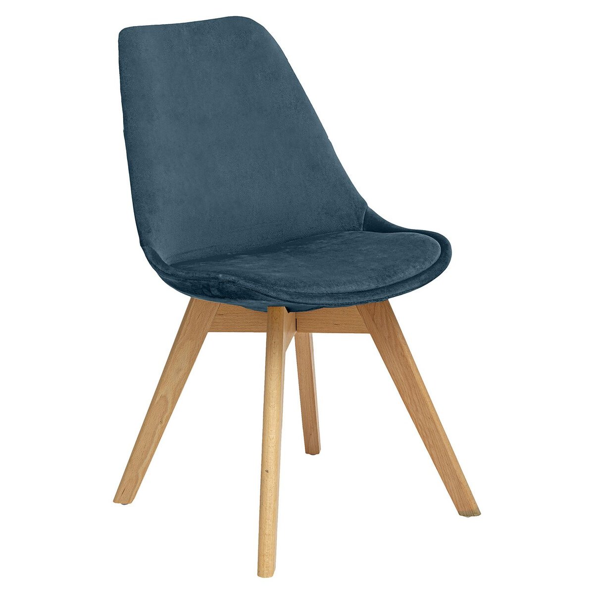 Lot de 4 chaises design scandinave en velours BAYA bleu, TOILINUX