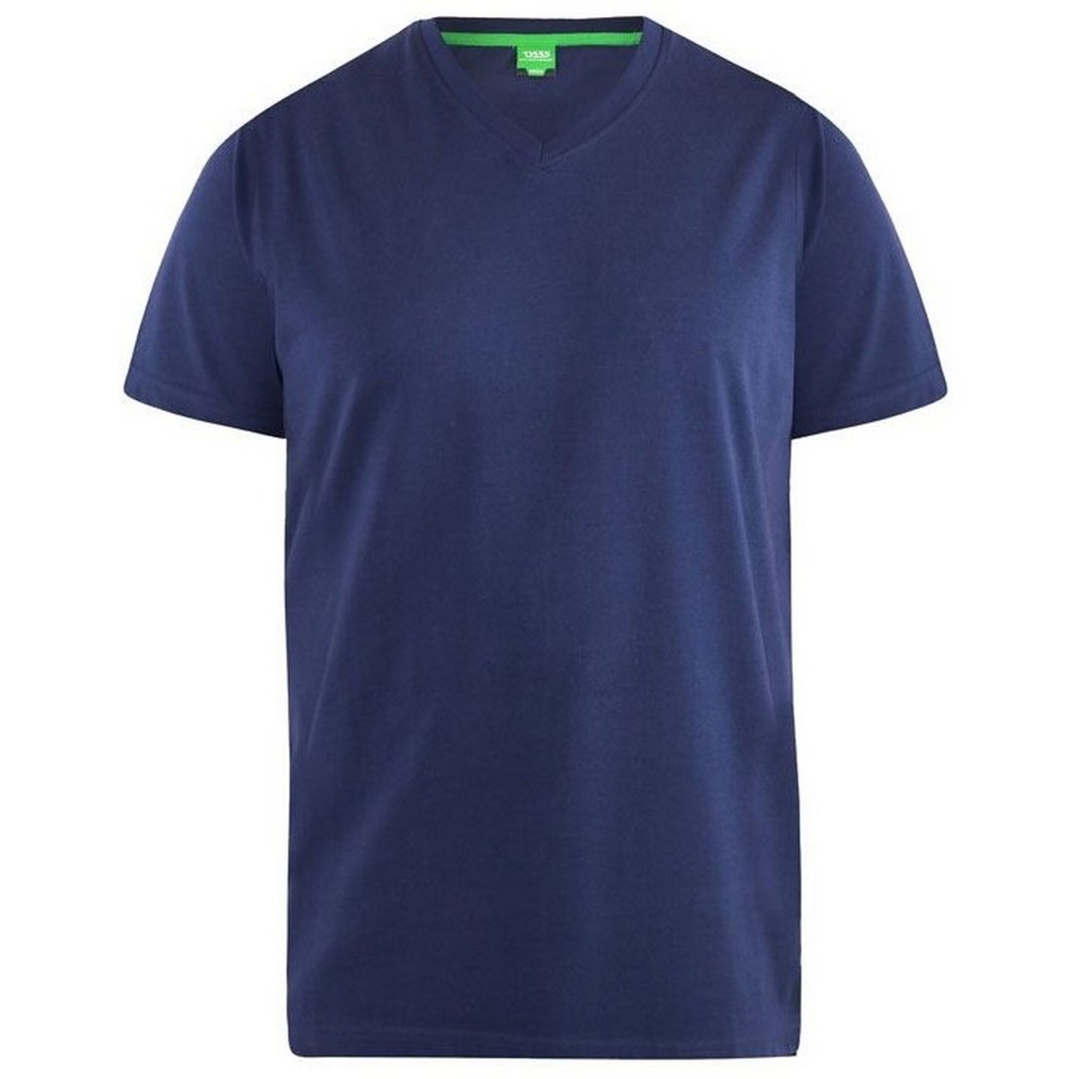 T-shirt col V en coton grande taille SIGNATURE bleu marine, DUKE