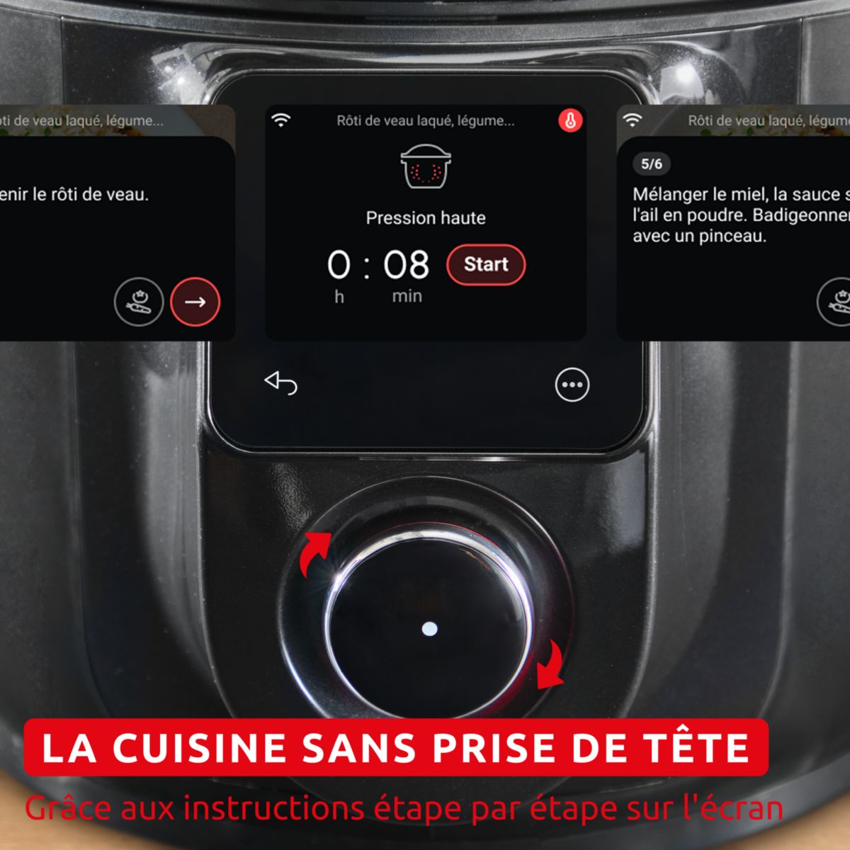 Cookeo Multicuiseur Airfryer Cookeo Infinity avec pale Noir CE9828F0 20 modes de cuisson, 6,5 L couleur unique, MOULINEX