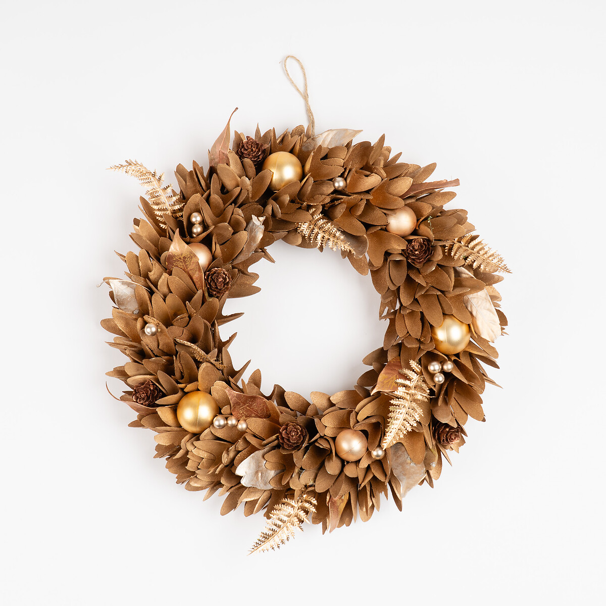 38cm Gold and Brown Wood Shave Wreath gold-coloured, SO'HOME