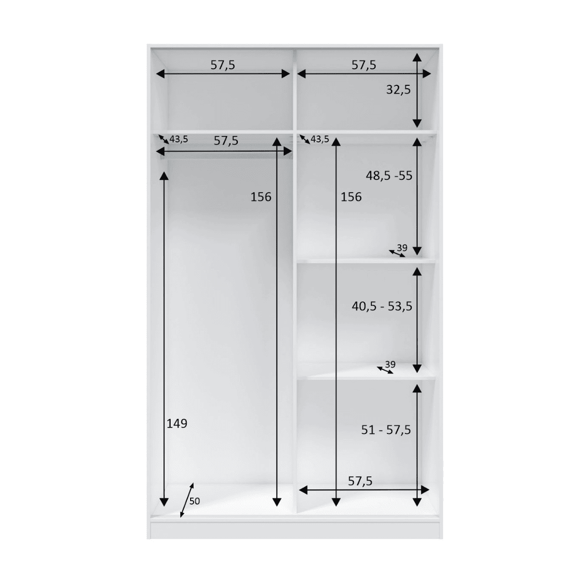 Armoire 2 portes coulissantes NINO blanc, CALICOSY