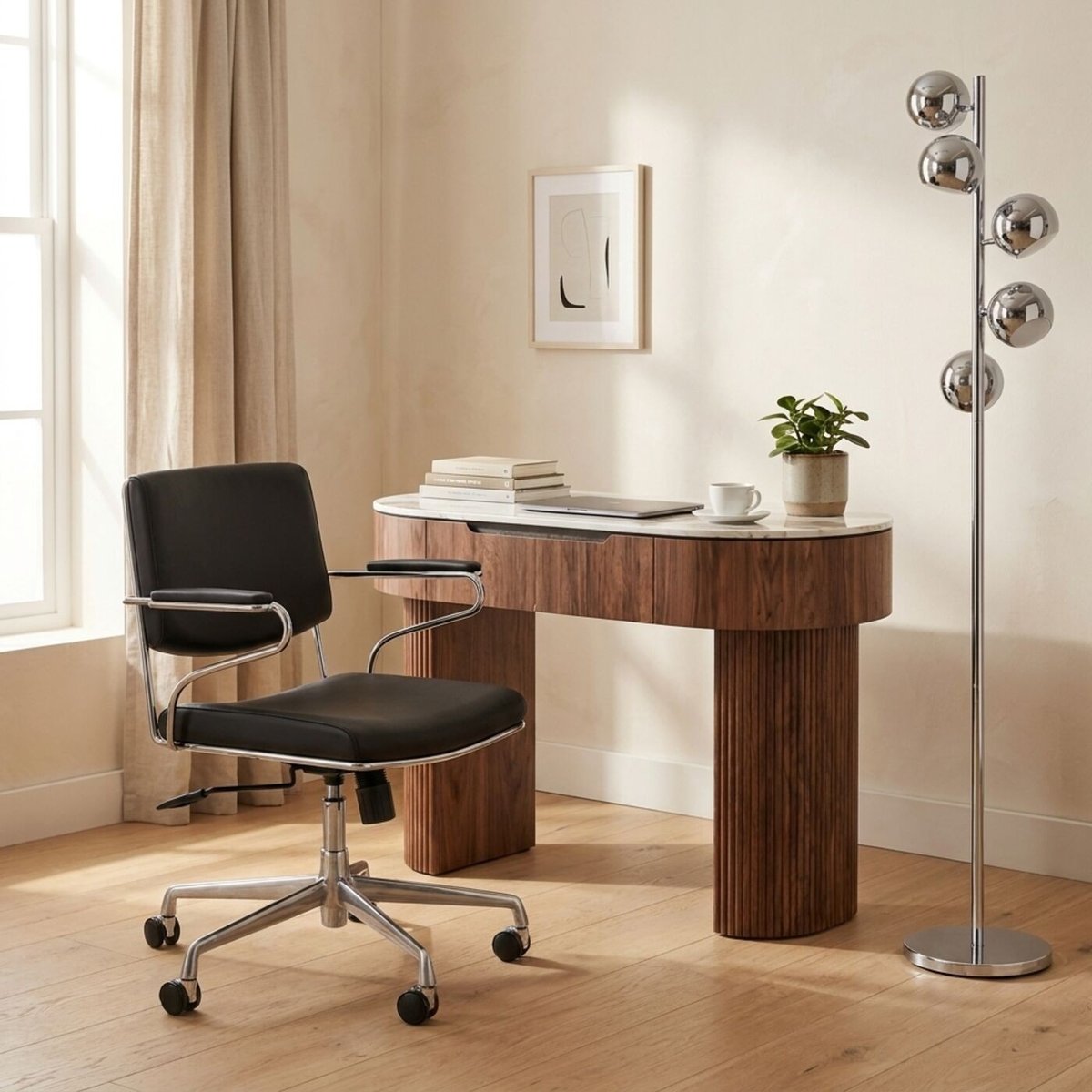 Chaise de bureau pivotante en simili, DOTTORE noir, KARE DESIGN