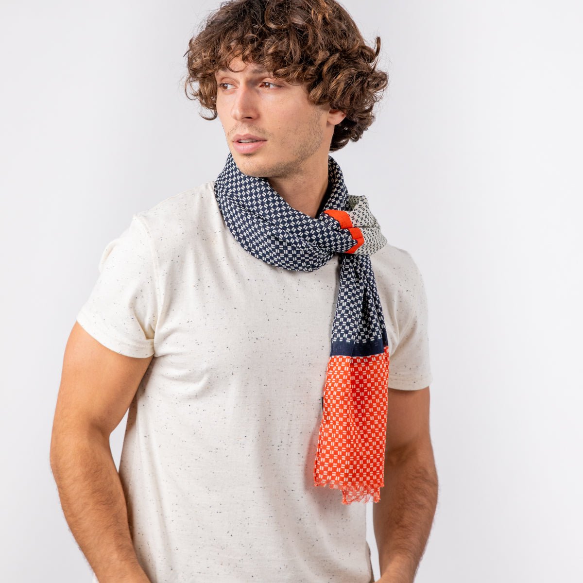 Foulard en coton biologique bleu et rouge, BILLYBELT