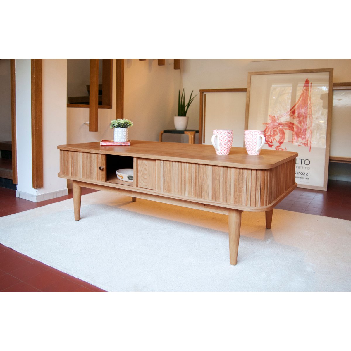 Table basse à rideaux en chêne RITZ bois clair, PRODUIT INTERIEUR BRUT