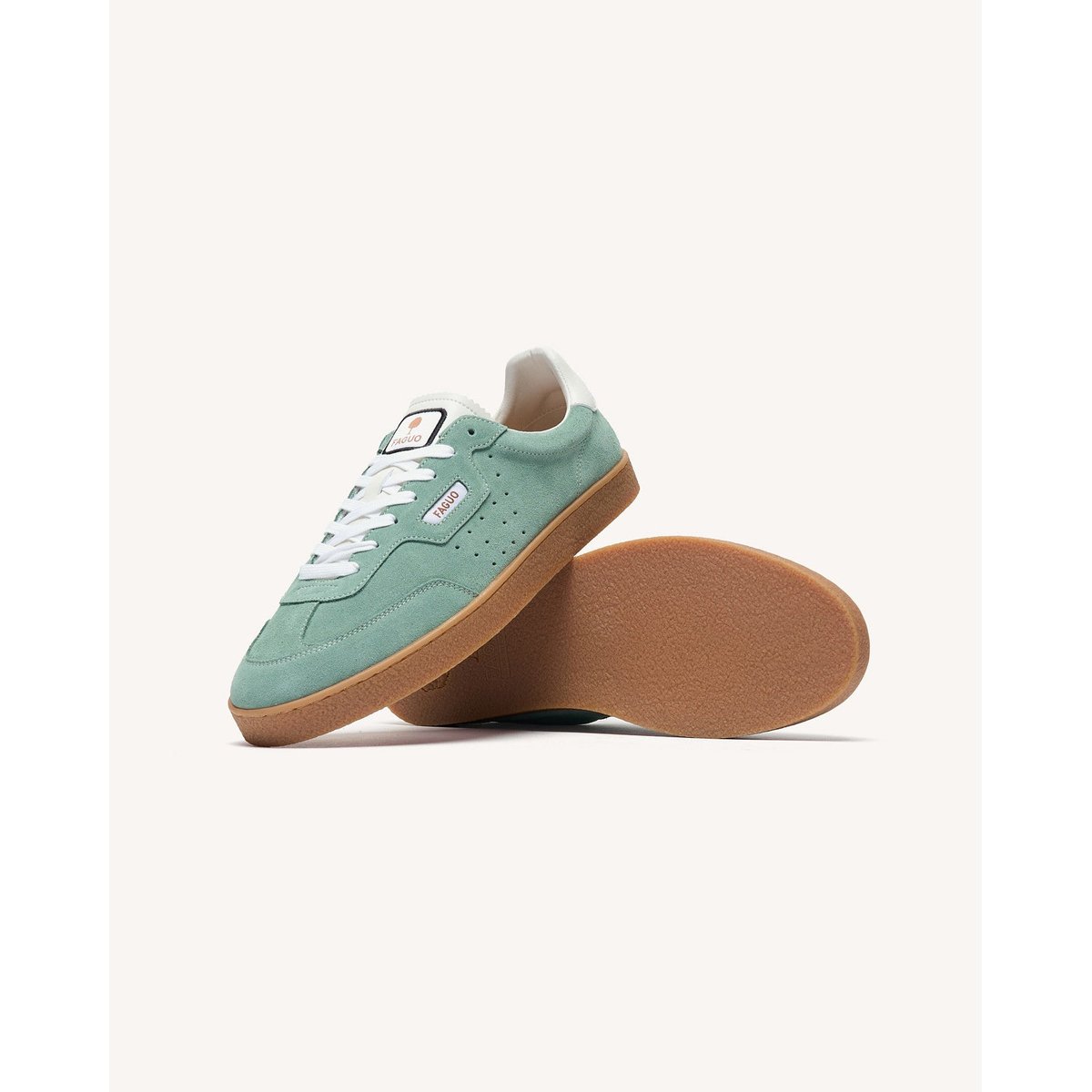 Baskets basses suede LUMBO vert clair, FAGUO