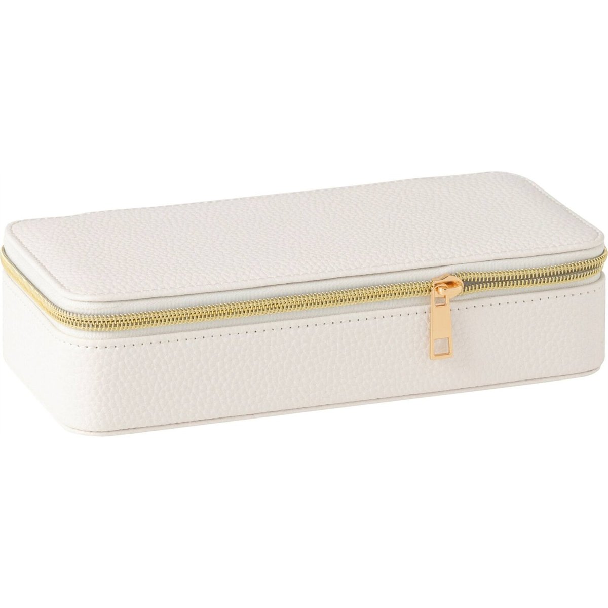 Boîte à bijoux rectangulaire avec miroir blanc avec détails dorés, RECOLLECTION