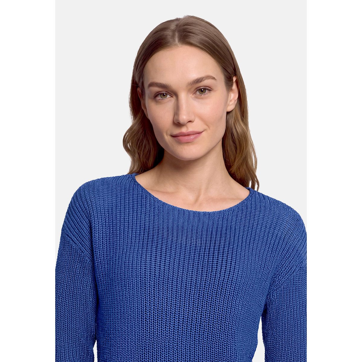 Pull-over en maille basique de texture côtelée adria blue, BETTY BARCLAY
