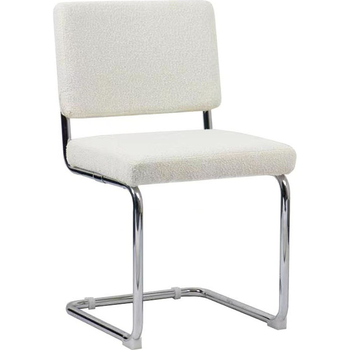 Lot de 2 chaises en tissu bouclé et métal chromé - DULCE ecru, HOMIFAB