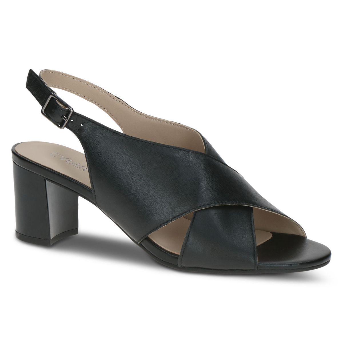 Sandale à talon en cuir noir nappa, CAPRICE
