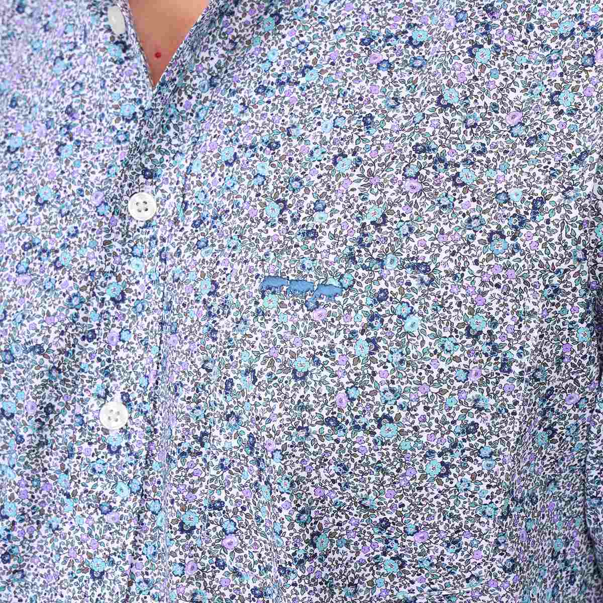 Chemise micro-motifs fleurs blanc, MISE AU GREEN