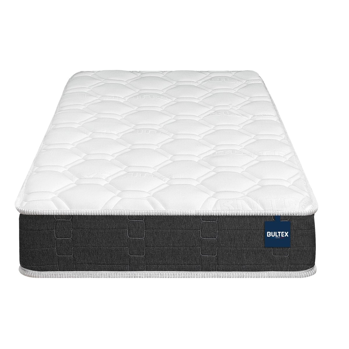 Ensemble matelas nano REGULAR, sommier VIGOROSO gris fumé et pieds blanc, BULTEX