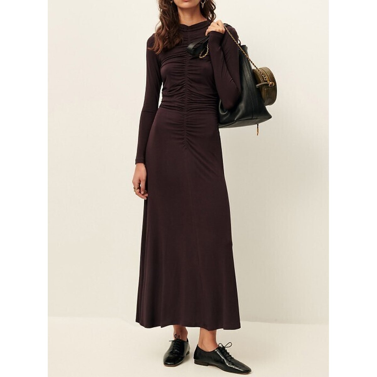 Robe longue manches longues col rond, RITA bordeaux foncé, SESSUN