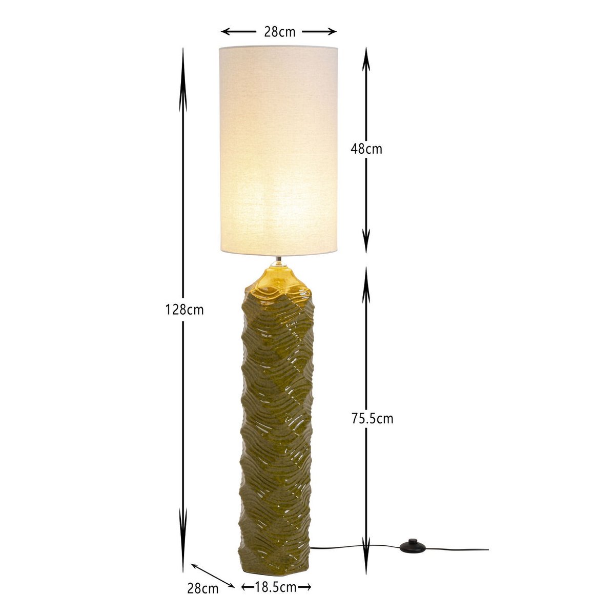 Lampadaire en grès et coton, LUMA vert, KARE DESIGN
