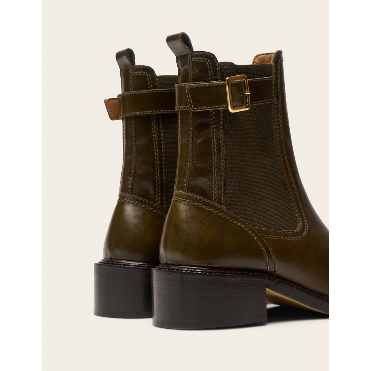 Bottines à talons JAYA cuir kaki, ODAJE