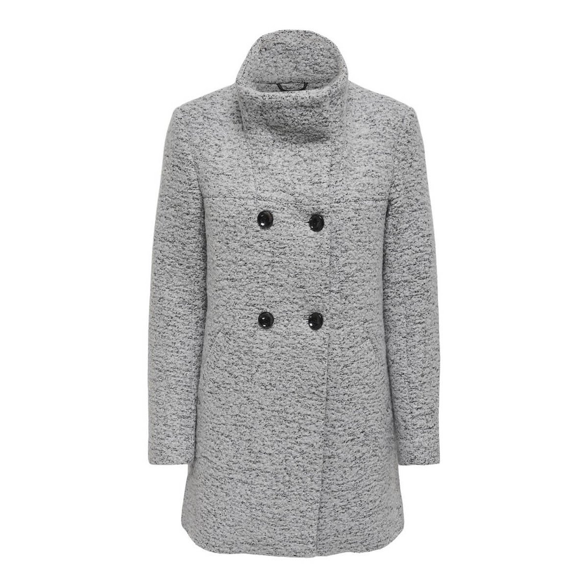 High Neck Buttoned Coat light grey, ONLY