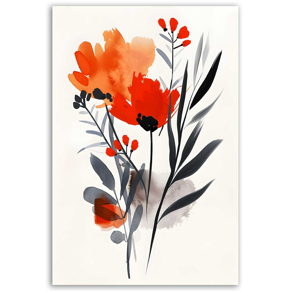 Tableau fleurs aquarelle éclatantes toile imprimée, HEXOA