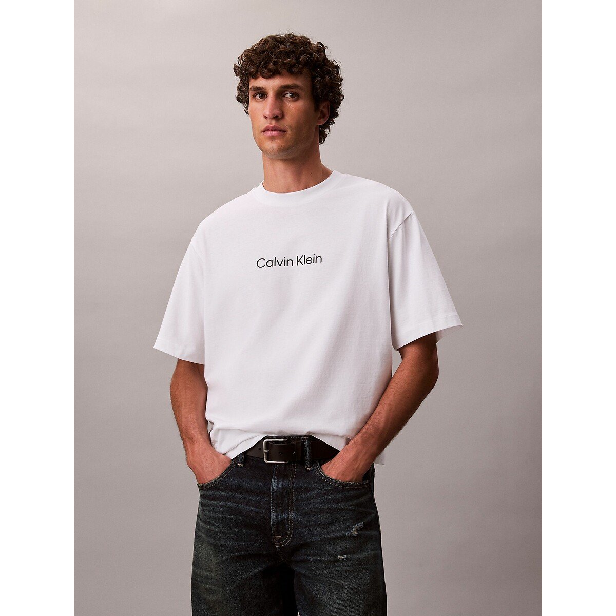 Relaxed fit T-shirt with short sleeves white, CALVIN KLEIN