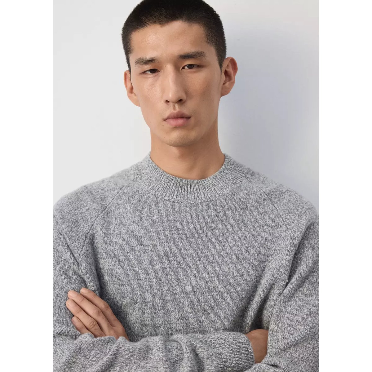 SWEATER LORY gris chiné clair, MANGO MAN