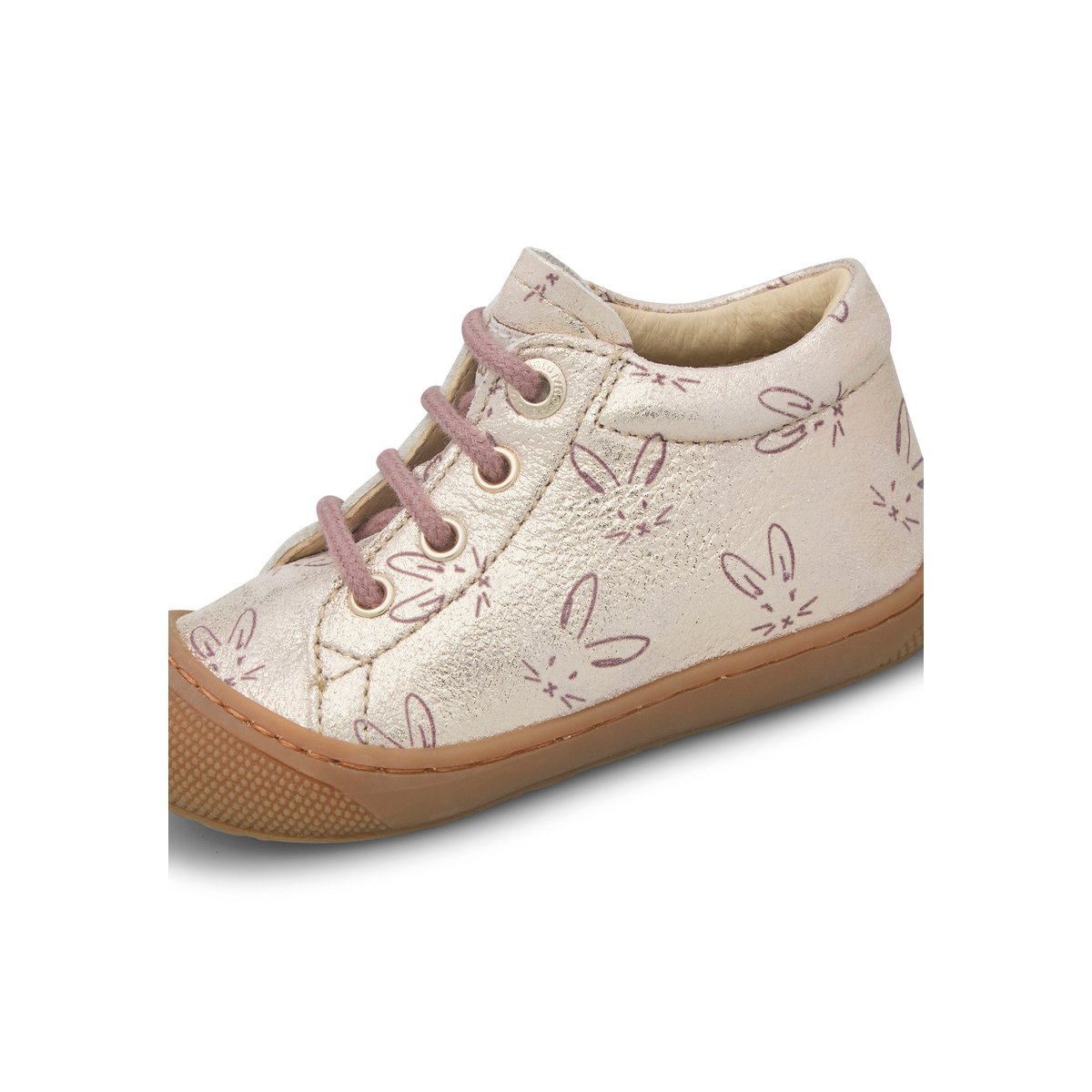 Chaussures premiers pas en cuir COCOON platine-rose, NATURINO