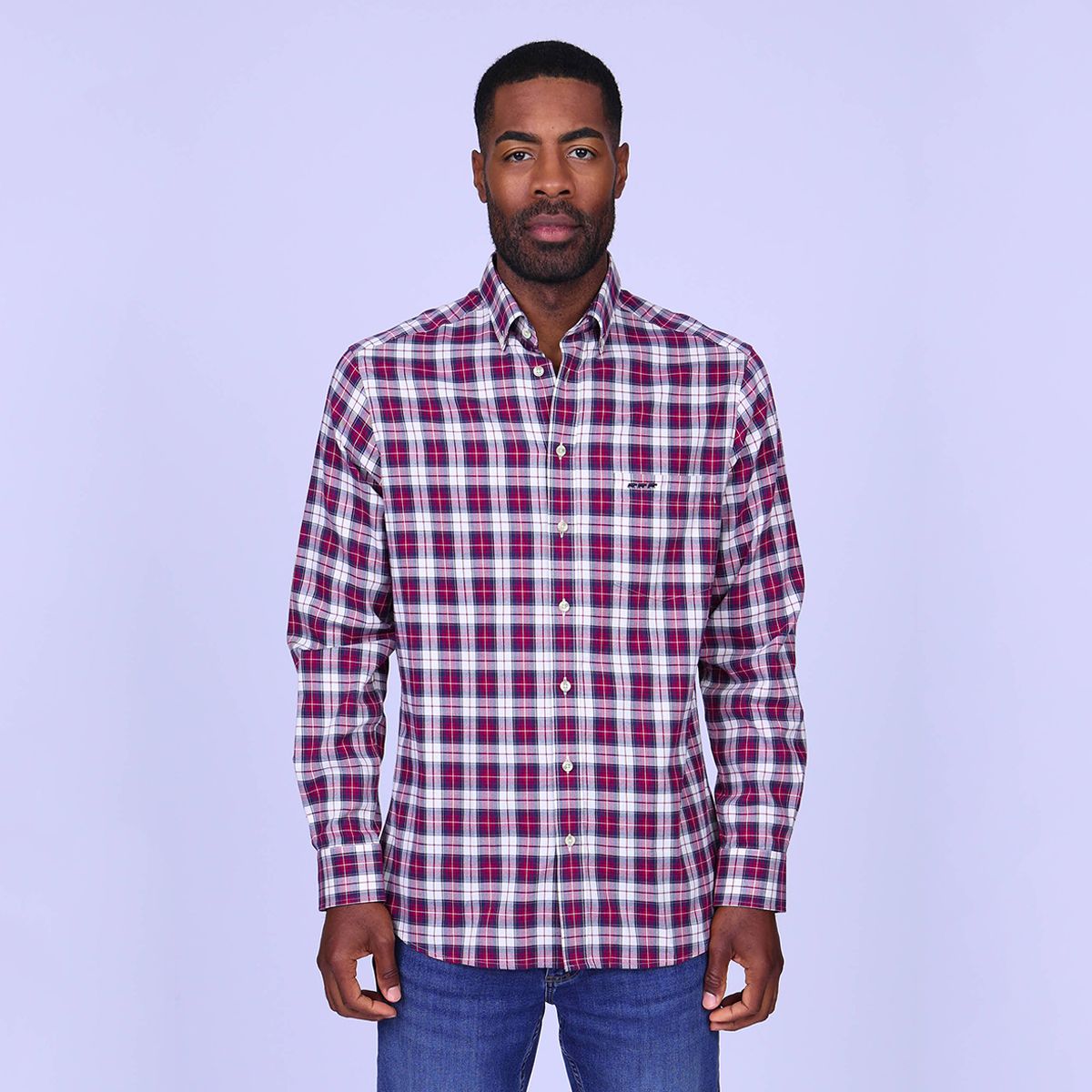 Chemise à carreaux Heland bordeaux, MISE AU GREEN