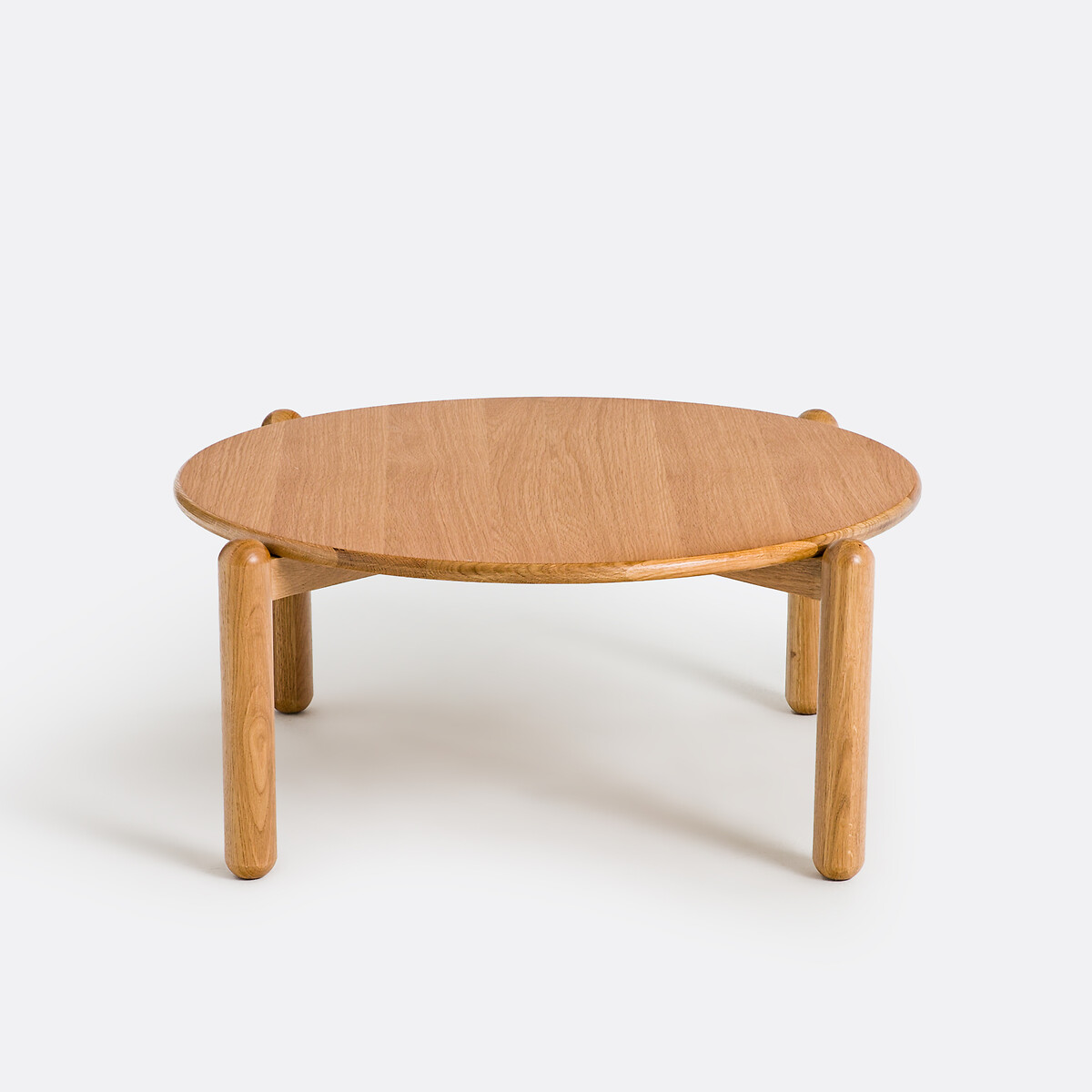 Table basse ronde, pieds chêne massif, diamètre 84 cm, COLOQUO coloris chêne, LA REDOUTE INTERIEURS