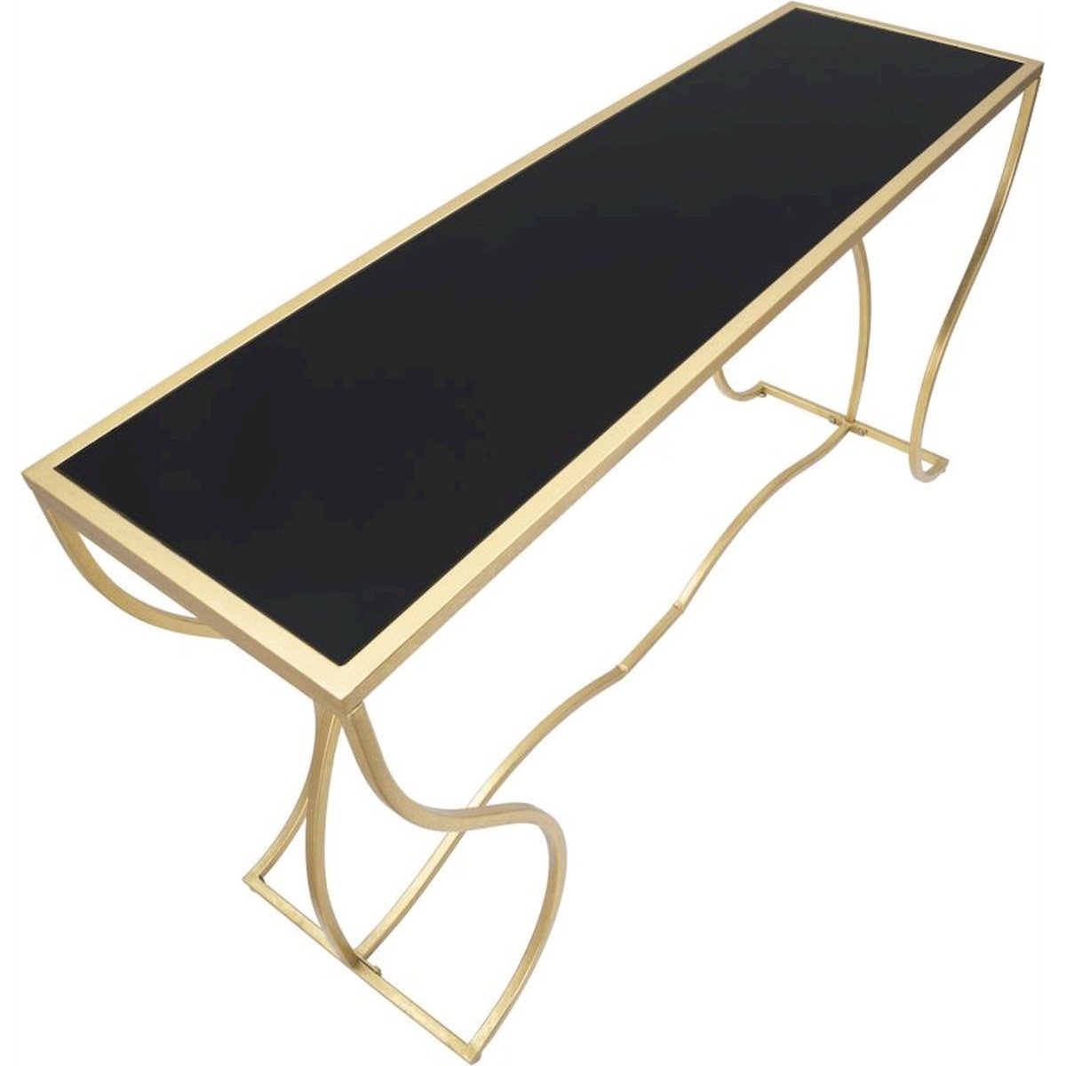 Console en fer et miroir glamour GLAM doré et noir, RECOLLECTION