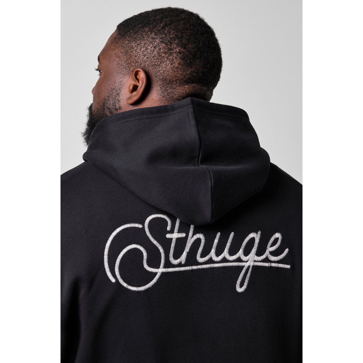 Sweat à capuche, broderies, poche kangourou noir, STHUGE