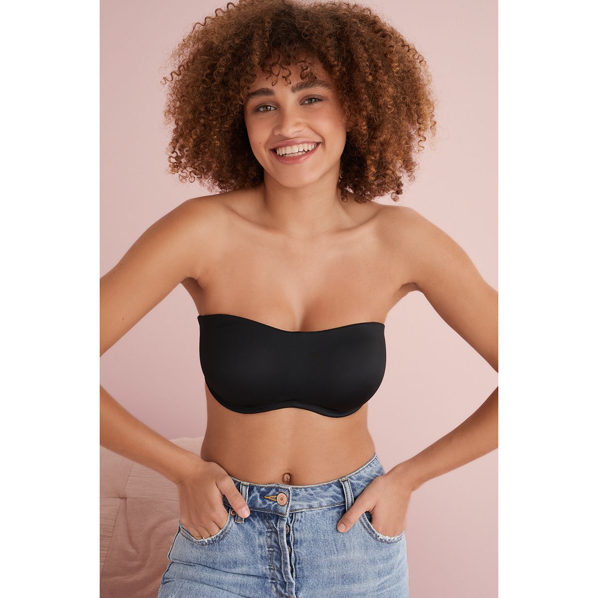 Soutien-gorge bandeau non rembourré noir, NEXT