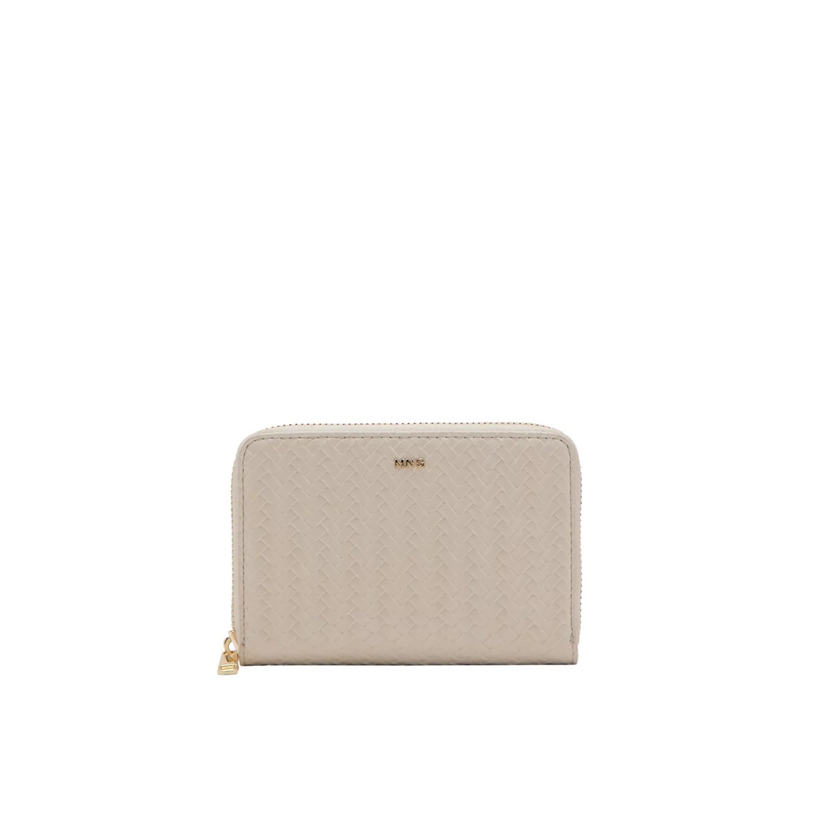 Portefeuille moyen tressé blanc cassé, MANGO
