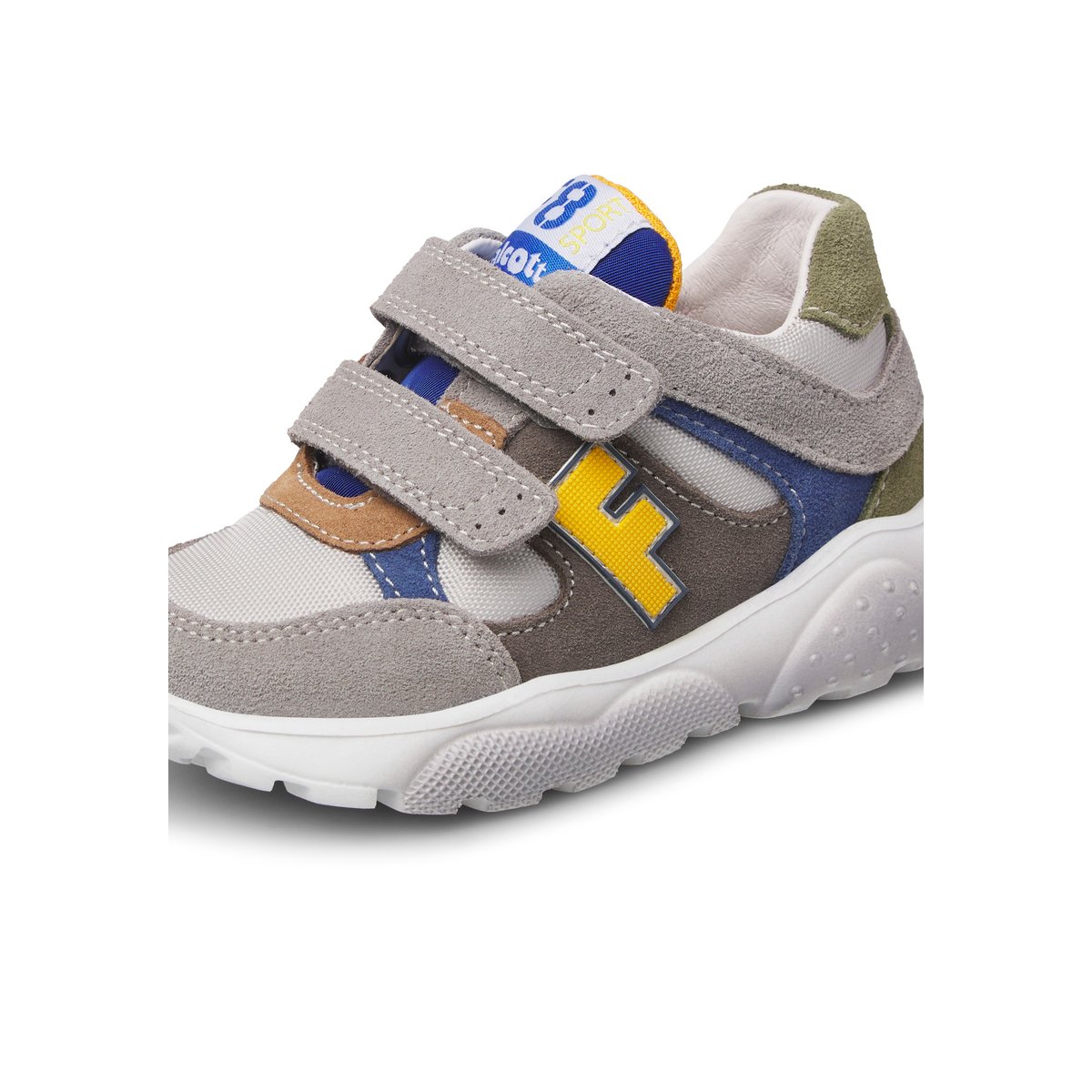 Sneakers en daim et tissu WIMY VL. gris foncé-bleu, FALCOTTO