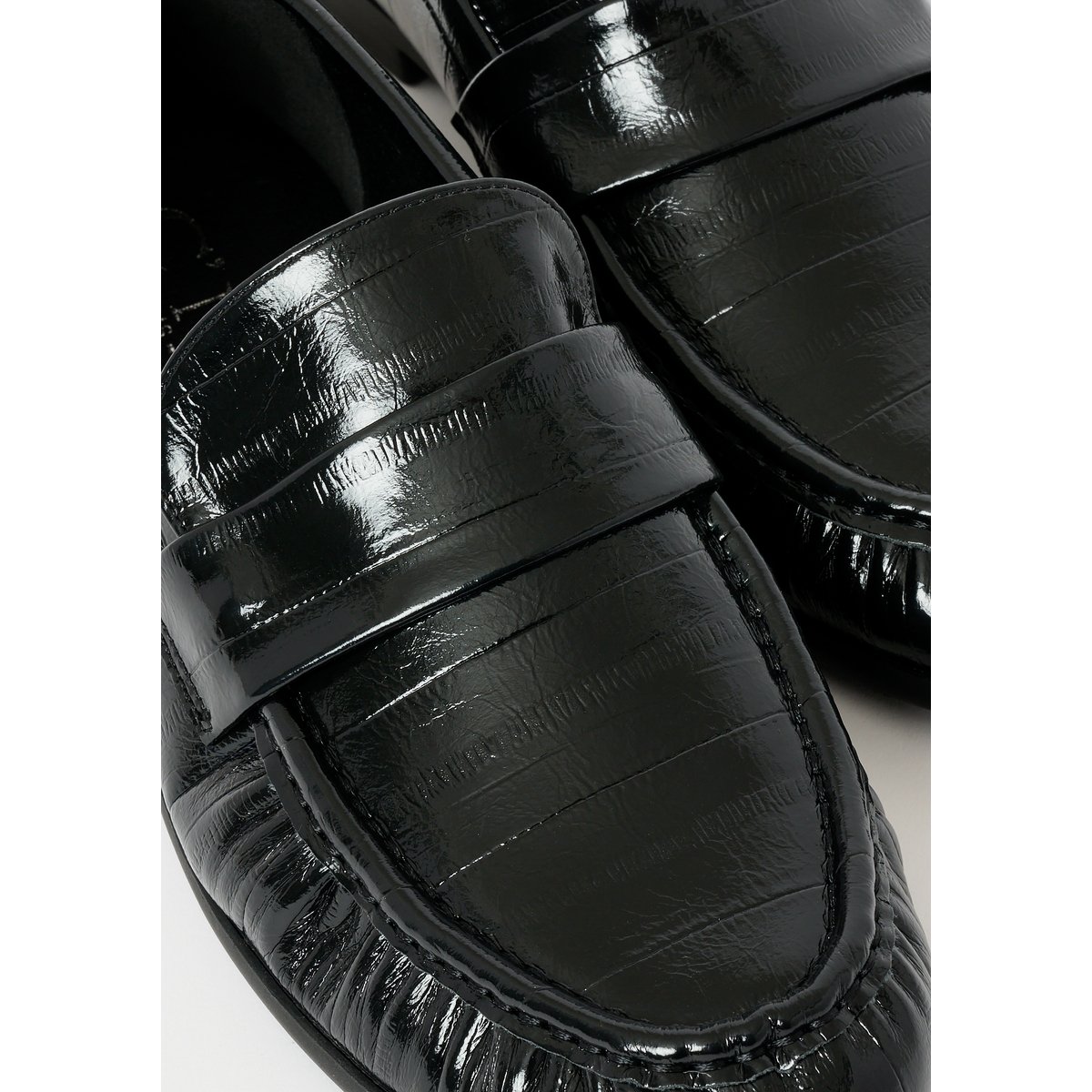 Mocassins effet croco verni noir, LOLALIZA