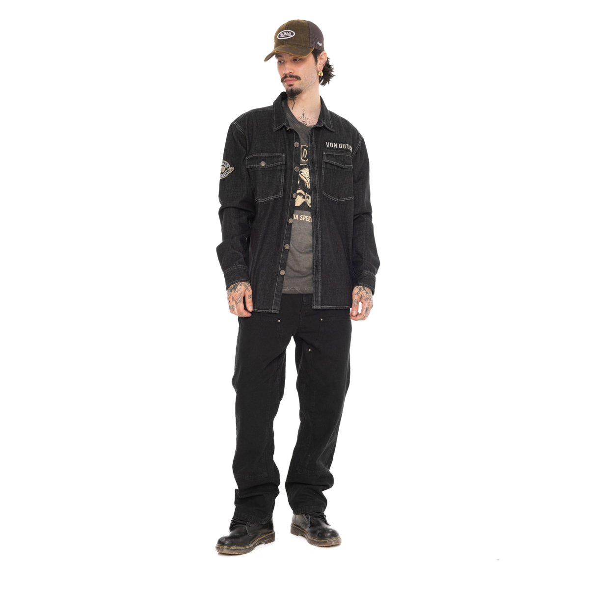 Surchemise coton SCOTT noir/gris, VON DUTCH